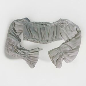 Forever21 Off The Shoulders Puff Long- Sleeve Crop Top Elastic Waist Size Medium